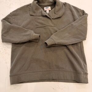 Lands’ End Serious Sweats Pullover Sweatshirt Women’s M 10-12 Taupe Funnel Colla